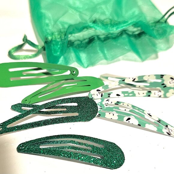 Hair Snap Green Clips, Barrettes, 3 Sets, Girls, Women, Sheep, Glitter, Colors - Picture 3 of 5
